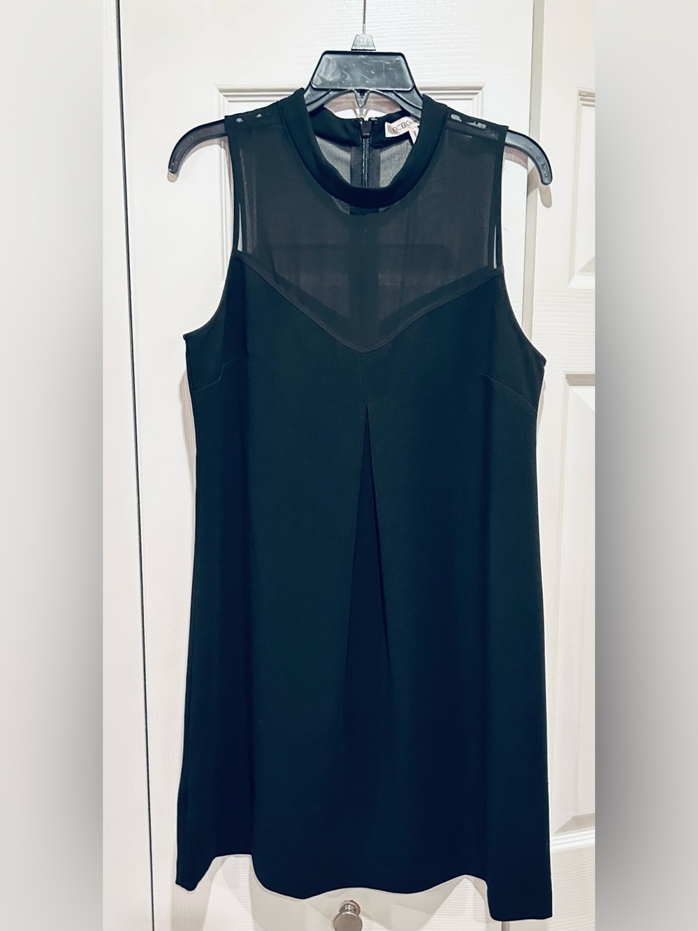 BCBGeneration Black Sleeveless Mesh Yoke A-Line Mini Dress